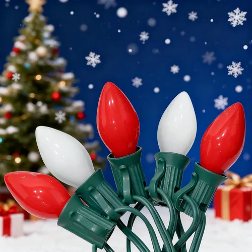 Vista 9 de C7 Luces de Navidad para Exteriores 25 Pies Luces de Cadena LED de Navidad con 27 Bombillas LED Multicolor (2 de Repuesto), Luces de Cadena