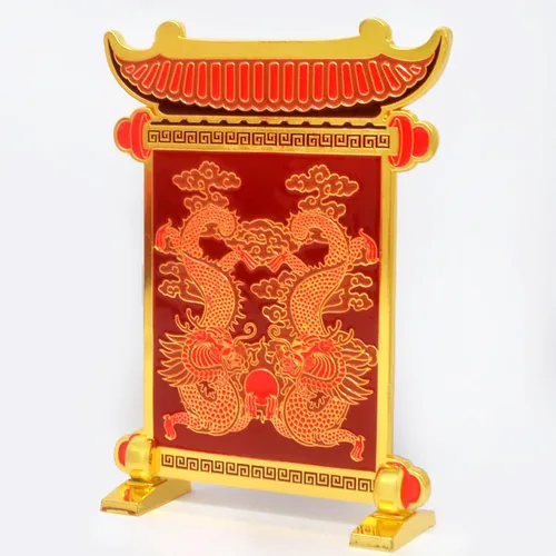 Vista 2 de Feng Shui estatua Yang potenciador de energía con doble dragón escultura riqueza porsperidad decoración de oficina en casa W5515