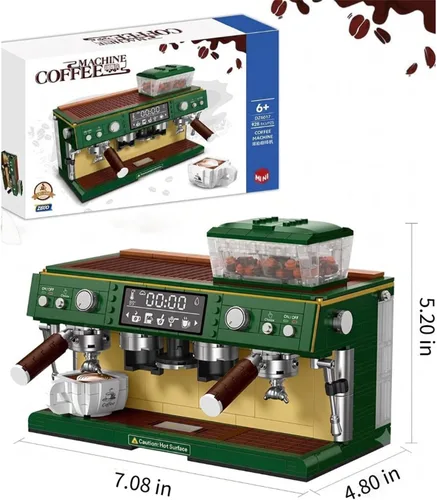 Vista 6 de Juego de construcción de máquina de café para adultos 928 piezas: kit de bloques de cafetera de doble cabeza, modelo clásico de colección