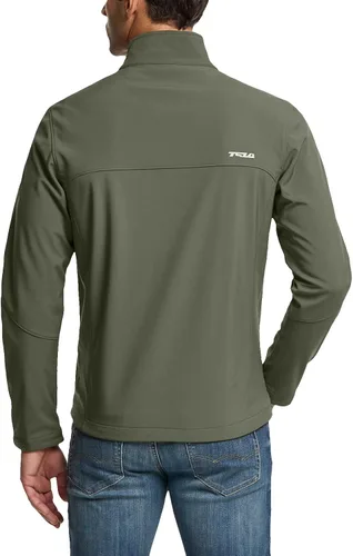 Vista 2 de TSLA - Chaqueta de invierno Softshell con cierre completo para hombre diseño con forro de vellón impermeable y resistente al viento para deportes al