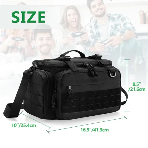 Vista 6 de Tactical Console Carrying Case Compatible with Xbox Series XS, Protective Travel Bag with Multiple Pockets for Controllers, Discs, Cables and Other