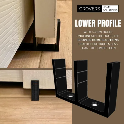 Vista 3 de Soporte de guía de piso para puerta de armario deslizante de altura ajustable universal - Negro - Grovers Home Solutions