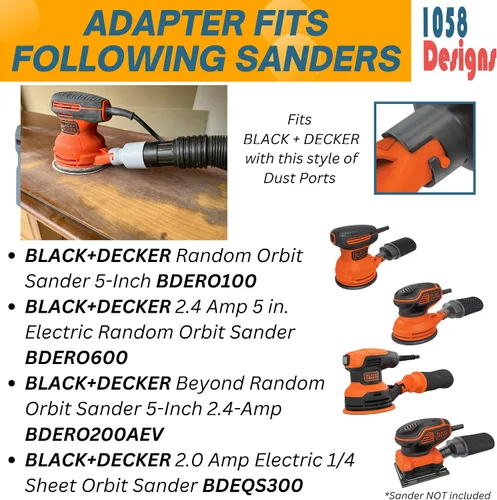 Vista 2 de Adaptador de manguera de vacío compatible con BLACK+DECKER lijadora de órbita aleatoria de 5 pulgadas BDERO100 BDERO600 BDERO200AEV BDEQS300