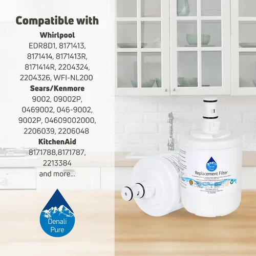 Vista 9 de Paquete de 2 filtros de agua de repuesto para refrigerador KTRC22ELWH01, compatible con KitchenAid 8171413, 8171414 cartucho de filtro de agua