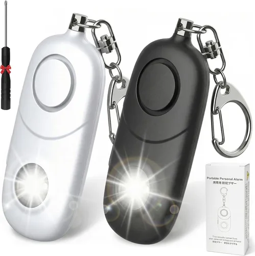 Vista 10 de Alarma personal para mujeres, llavero de alarma: Qoosea 135dB llavero de emergencia sirena con luz estroboscópica sirena fuerte para mujeres, niños