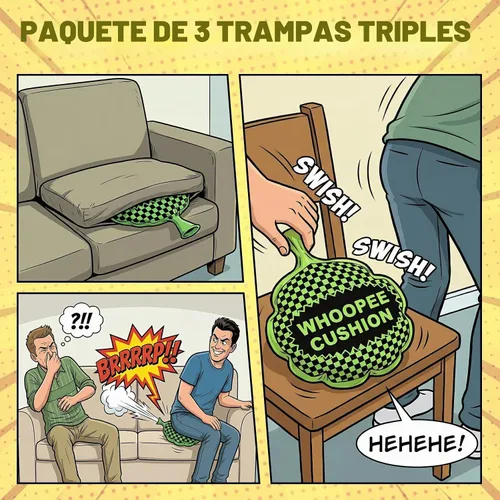 Vista 6 de POPLAY Paquete de 3 cojines Whoopee, broma de pedo para recuerdos de fiesta