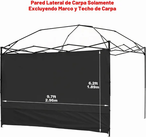 Vista 2 de Canopy Sunwall - Tienda de campaña para kioscos de pared lateral de 10 x 10