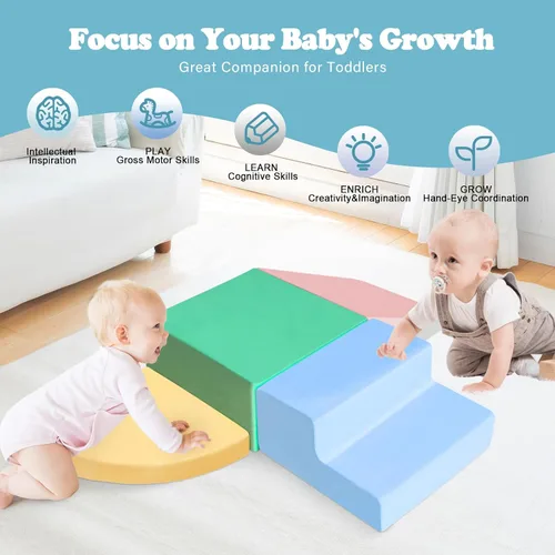 Vista 3 de Juguetes de escalada para niños de 1 a 3 años, bloques de espuma para escalar para bebés, set de 4 piezas de juguetes de escalada y gateo