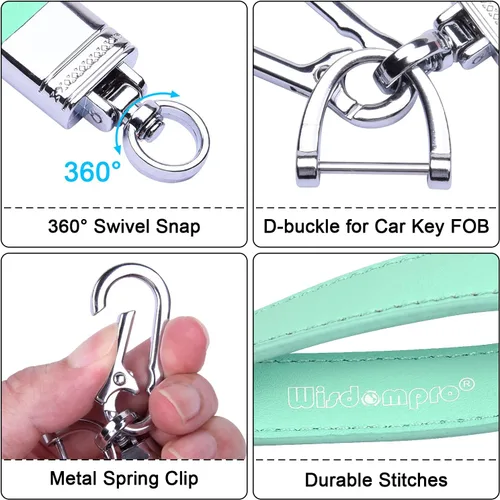 Vista 3 de Wisdompro Llavero de cuero genuino para automóvil, llavero universal de cuero resistente Key FOB, llaveros para mujeres para llaves de automóvil