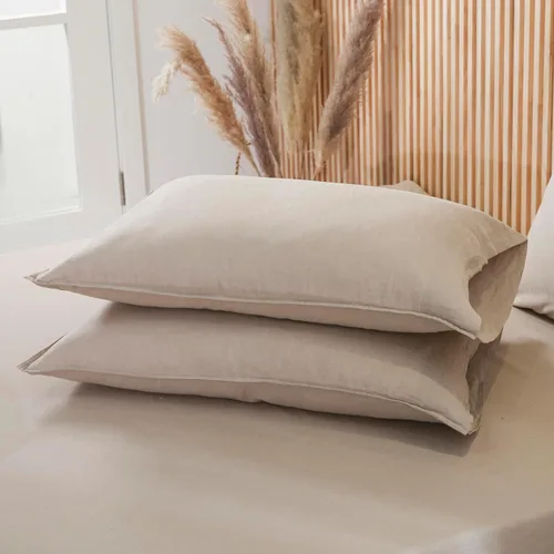 Vista 17 de Linen World - Juego de 2 fundas de almohada de lino francés, fundas de almohada que absorben la humedad lavadas a la piedra