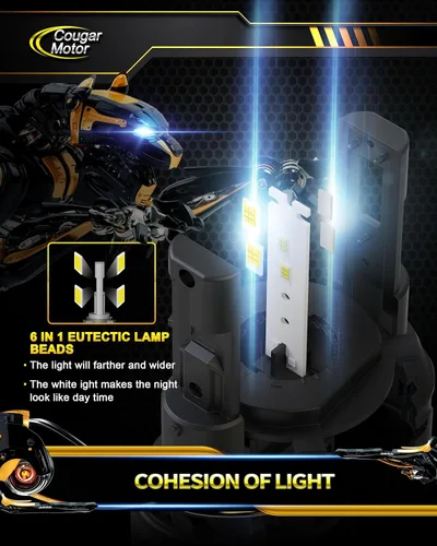 Vista 2 de Cougar Motor - Bombillas H4, 9003 luces antiniebla 6500K blancas sin polaridad para uso en carretera o todoterreno, enchufe y uso - Paquete de 2