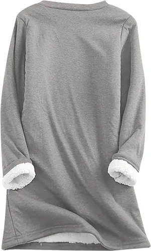Vista 5 de Women's Cute Christmas Printed Thickened Plush Warm Long Sleeve Tops Sweatshirt Winter Fuzzy Pullover Loungewear