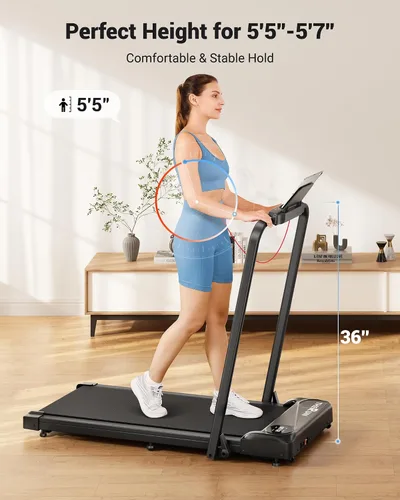Vista 6 de THERUN Walking Pad, 2 in 1 Foldable Treadmills for Home, 2.5HP Under Desk with Handle Bar, 16" Widened Running Belt, Treadmill with Remote Control &