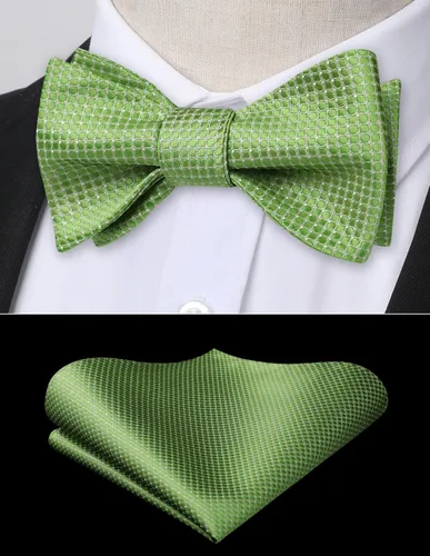 Vista 73 de HISDERN Pajaritas para hombre, diseño de lunares, corbatín y bolsillo cuadrado, clásico, esmoquin de negocios, boda, pajaritas, pañuelo