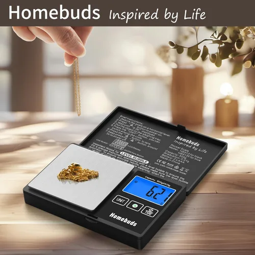 Vista 7 de Homebuds Báscula digital de gramo de 17.64 oz de alta precisión en 0.00 oz con nivel de burbuja, asegurada por una fábrica profesional de básculas