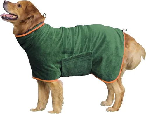 Vista 13 de Abrigo de Secado para Perros - Bata Toalla de Secado Rápido para Perros - Albornoz de Microfibra Súper Absorbente para Mascotas, Cuello Ajustable