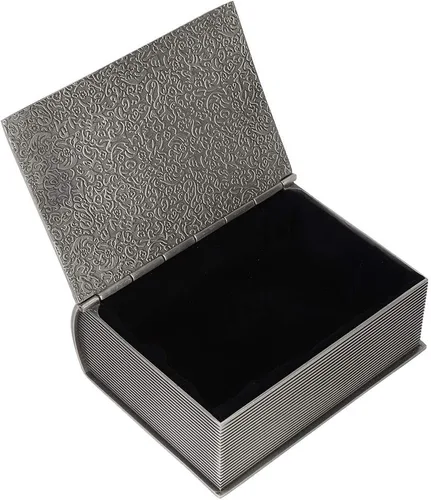 Vista 9 de Metal Retro False Book Jewelry Storage Box Necklace Organizer Home Decoration Tin Alloy 12.5x10x5cm