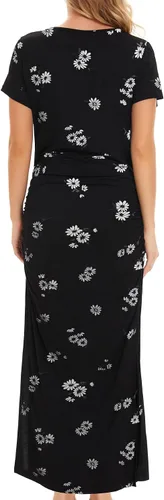 Vista 3 de Smallshow Vestido de maternidad largo dividido para mujer, manga corta, fruncido, ropa de embarazo