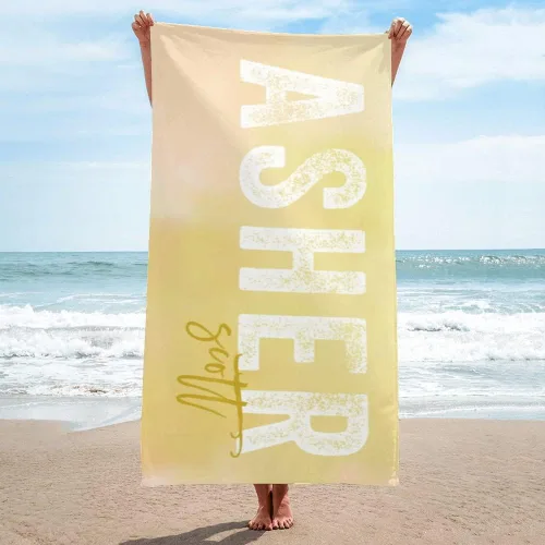 Vista 9 de Toalla de playa personalizada con nombre para playa, piscina, diversión de verano, regalos para niños, adultos y parejas (azul)