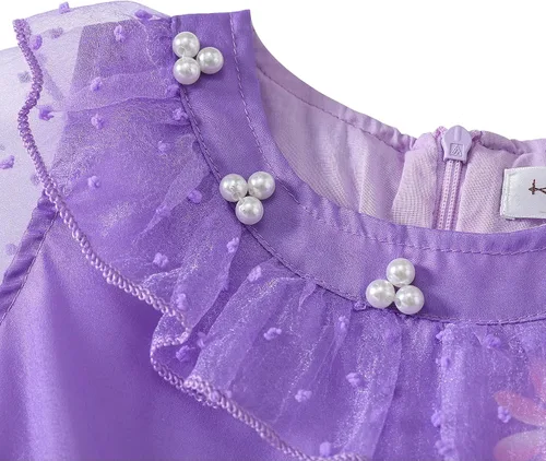 Vista 5 de knemmy Encanto Costume for Girl Mirabel Cosplay Outfit Princess Dress Halloween Christmas Party Dress Up Clothes
