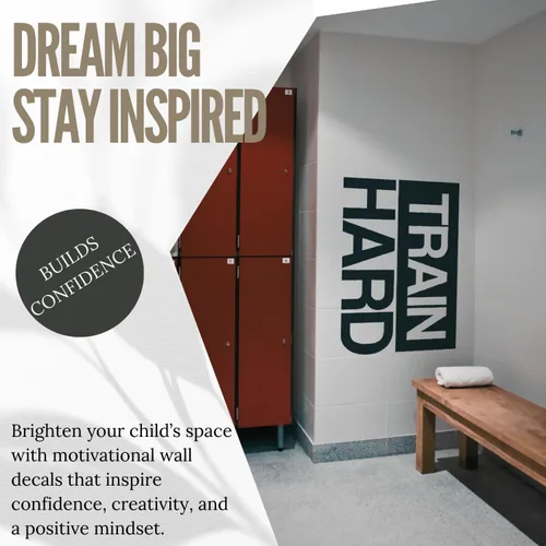 Vista 3 de My Vinyl Story - Train Hard Wall Decal - Motivational Quote Sticker, Inspirational Vinyl Art Decor for Home Gym, Exercise, Fitness, Workout