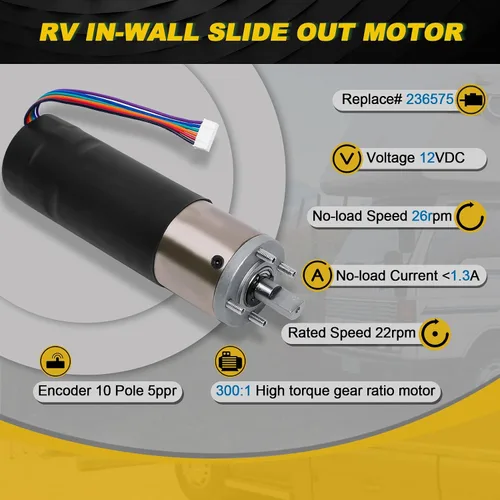 Vista 3 de 236575, motor deslizante en pared para RV compatible con el sistema deslizante en pared Lippert Schwintek, conjunto de motor IG-42 de 10 mm, motor