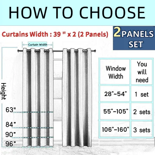 Vista 3 de 1 panel de cortinas opacas blancas y azules para niños