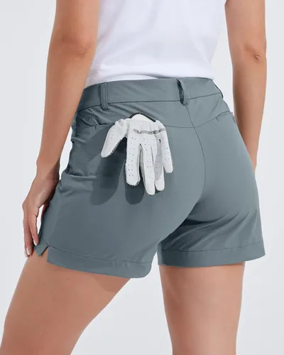 Vista 39 de Willit Pantalones cortos de golf de 4.5 pulgadas para mujer, de secado rápido, casuales, con bolsillos, resistentes al agua