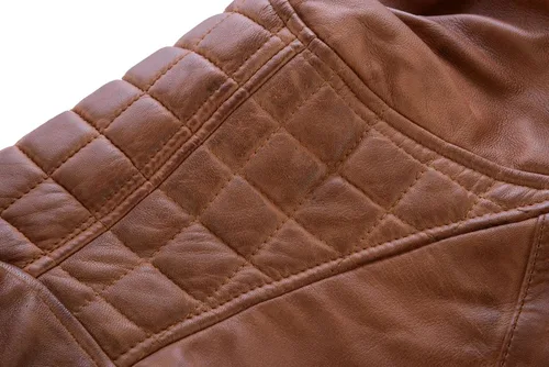 Vista 6 de Vance Leathers Cafe Racer - Chaqueta de piel de cordero encerada para hombre color marrón