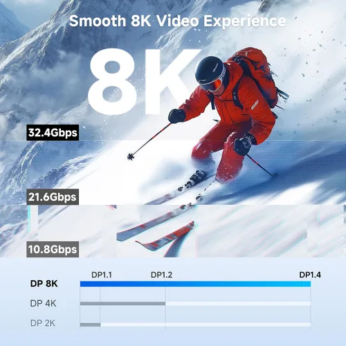 Vista 3 de Cable Matters [Certificado VESA] Cable trenzado DP 1.4 de 32.4 Gbps, 9.8 pies 8K @60Hz / 4K @240Hz, cable DisplayPort 1.4, FreeSync, G-SYNC, HDR