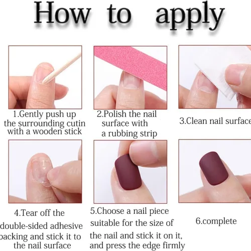 Vista 8 de Uñas postizas medianas a presión, color marrón, 24 unidades Color-3Color-3)