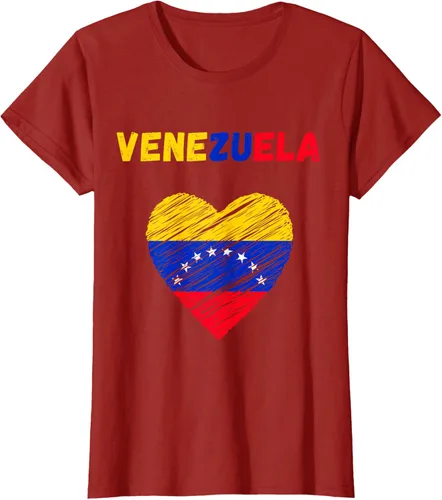 Vista 80 de Camiseta con la bandera venezolana con corazón de Venezuela, Negro