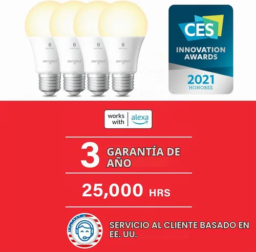 Vista 3 de Sengled Bombilla Alexa, S1 emparejamiento automático con dispositivos Alexa, bombillas inteligentes cálidas, iluminación inteligente de malla