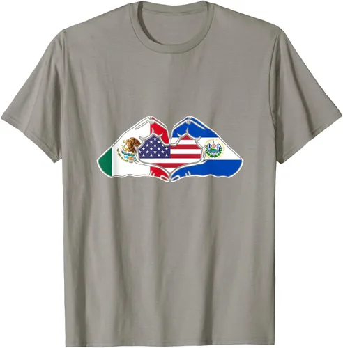 Vista 33 de Corazón manos México, El Salvador y Estados Unidos. Camiseta, Negro
