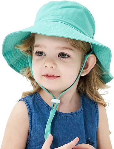Vista 5 de Sombrero de sol para bebé, de verano, con protección solar UPF 50+, sombreros de playa, sombrero de ala ancha para bebé niña