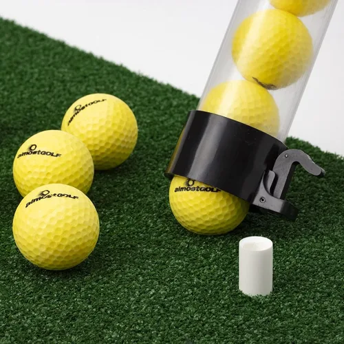 Vista 5 de ALMOSTGOLF Palo de práctica – Tubo de pelo largo con liberación de pelota, 24 pelotas de golf de práctica de vuelo limitado incluidas – Fabricado