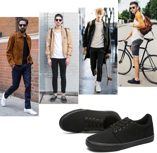 Vista 3 de hash bubbie Zapatos de lona para hombre, zapatos clásicos de lona para hombre, zapatos de tenis bajos con cordones, cómodos zapatos casuales