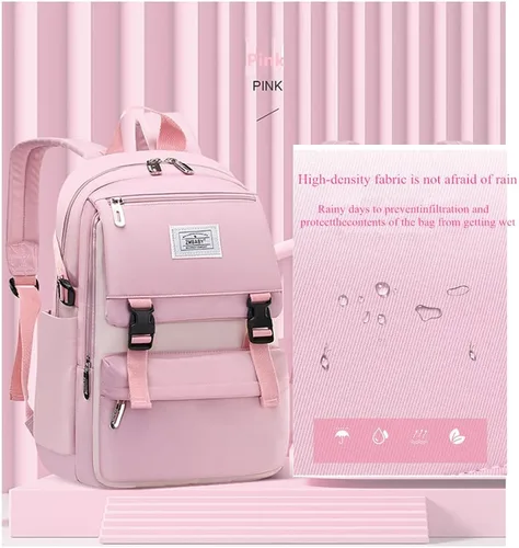 Vista 6 de Mochila para niños de color sólido para niñas, primaria, escuela secundaria, casual, ligera, bolsa de viaje para adolescentes, Púrpura, Estilo-b