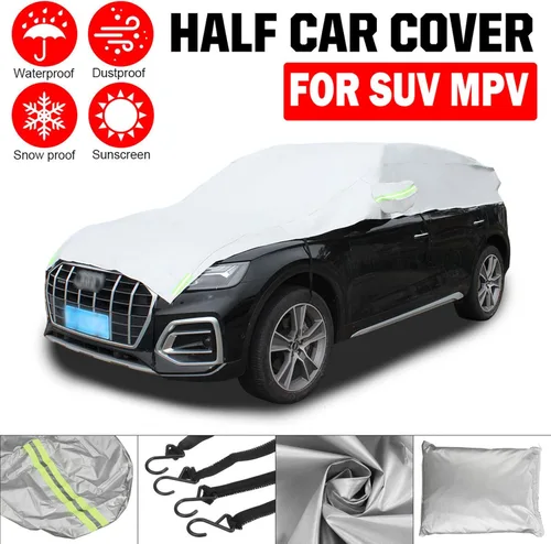 Vista 2 de Se adapta a SUV de 185"-200", cubierta superior de media carrocería impermeable para todo clima, cubiertas de automóvil para exteriores e interiores