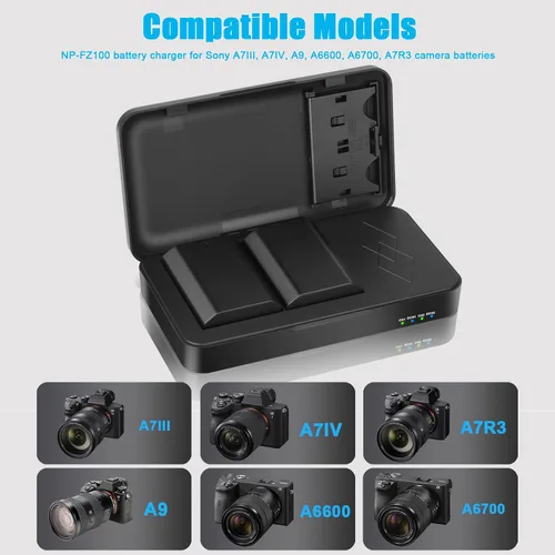 Vista 4 de Cargador de batería NP-FZ100 para Sony A7III con puerto USB y ranura