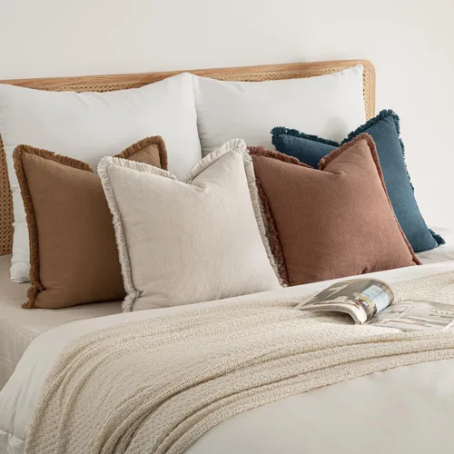 Vista 5 de MIULEE Juego de 4 fundas de almohada decorativas de lino neutro con flecos, fundas de almohada modernas y rústicas para cama, sofá, sala de estar