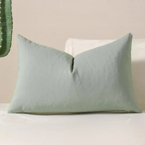 Vista 17 de vctops Fundas de almohada decorativas a cuadros azules de 12 x 20 pulgadas, funda de cojín lumbar de guingán para sofá, dormitorio