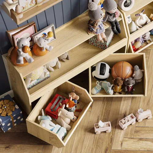 Vista 5 de Organizador de almacenamiento de juguetes Fulhope para niños, gabinete de almacenamiento de juguetes con cajones, estante de juguetes para niños
