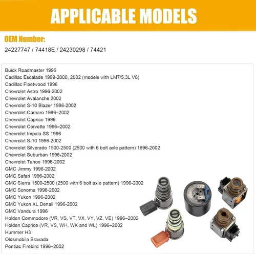 Vista 2 de Kit de solenoide de transmisión 4L60E 4L65E de 5 piezas compatible con GM 1993-2002/Chevrolet