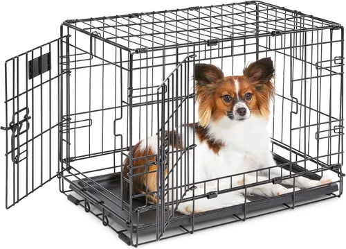 Vista 14 de MidWest Homes for Pets - Canil para perros iCrate de una y dos puertas mejoradas, incluye bandeja a prueba de fugas, patas protectores de suelos