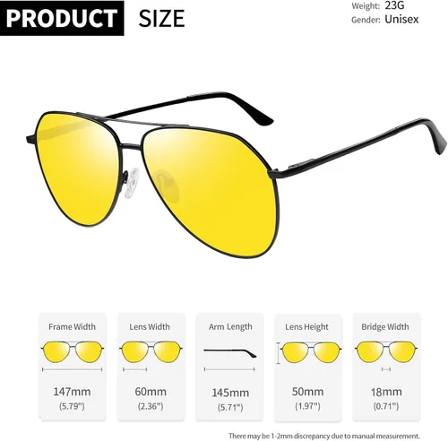 Vista 5 de Joopin Lentes de sol polarizados de aviación de metal para hombre, gafas de sol militares clásicas para mujer, lentes rectangulares con protección