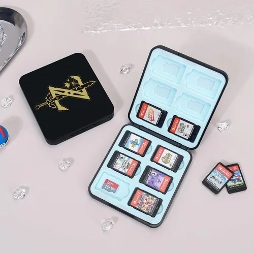 Vista 2 de DLseego Zelda - Funda de juego para Switch LiteSwitchSwitch OLED, 12 ranuras para tarjetas de juego y 12 ranuras para tarjetas Micro SD, caja