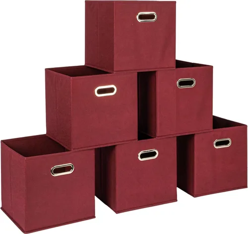 Vista 20 de Household Essentials Cubos de Almacenamiento de Tela Plegables Paquete de 6 – 11x11x11 Contenedores No Tejidos Apilables con Lados de Cartón