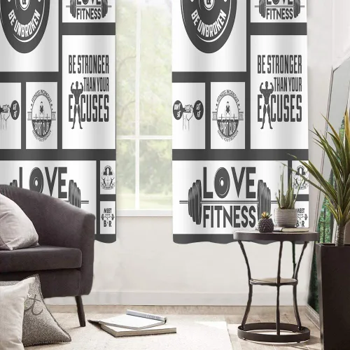 Vista 4 de CLXTMN246 - Cortina de fitness de 42 x 63 pulgadas, decoración del hogar, bolsas de arena de gimnasio con citas inspiradoras, patrón impreso