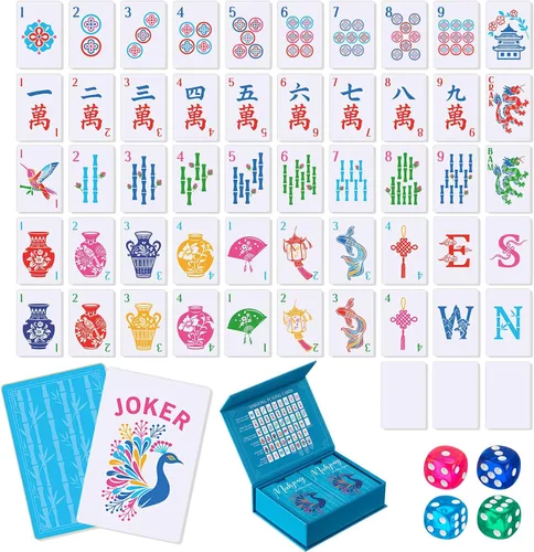 Vista 8 de Soulchen Juego de tarjetas de Mahjong americano de PVC de 168 piezas Boho